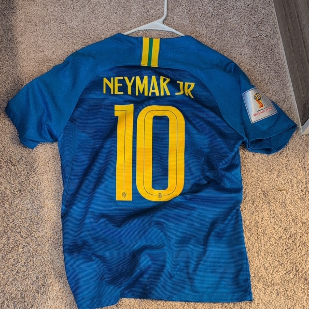 Nike Blue and Yellow Brazil Soccer Jersey - Picture 3 of 5